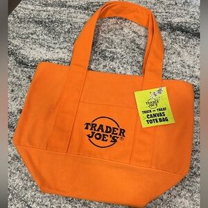 Trader Joe's Orange Trick Or Treat Canvas Tote Bag